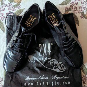New 2x4 Al Pie "Villa Urquiza" Tango Dance Shoes Men's Black Leather Sz 43 US 10
